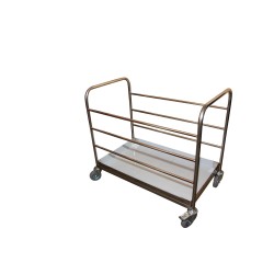 Carucior din inox tip platforma :pentru transport - colectare saci cu rufe murdare
