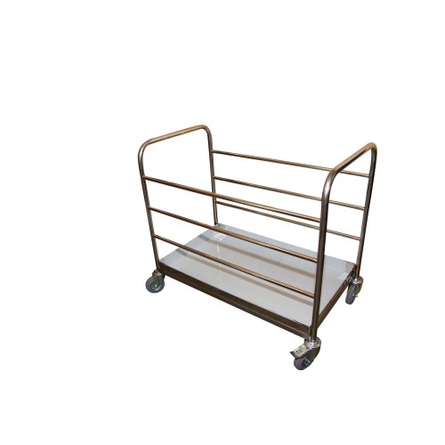 Carucior din inox tip platforma :pentru transport - colectare saci cu rufe murdare