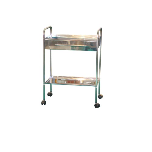 Masuta instrumentar inox cu sertar, 2 blaturi din inox si 3 sertare