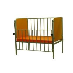 Pat spital copil:130x65x100(h)cm cu 2 tablii din pal melaminat